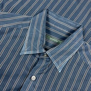 Ermenegildo Zegna Mens XL Black Brown Striped Long Sleeve Button Down Shirt